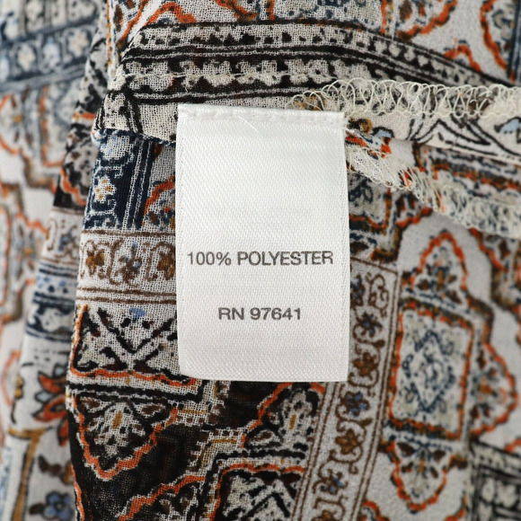 J Jill Top Womens Large Ivory Blue Sheer Blouse Back Pleats Whimsy Boho Chic - Picture 10 of 12